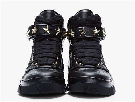 givenchy black leather star embellished high top sneakers|Givenchy high top sneakers.